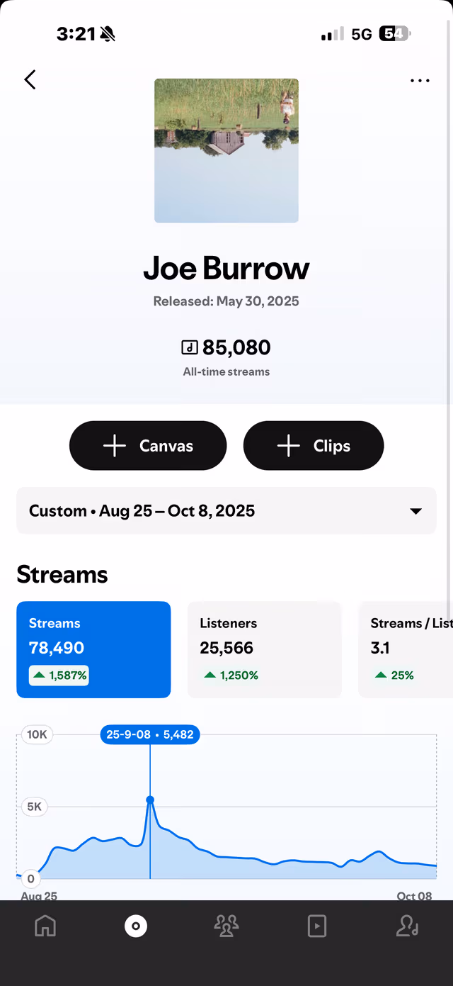 Spotify for Artists dashboard proof